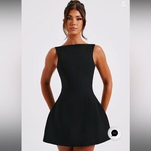 Classic Black Boatneck Mini Dress